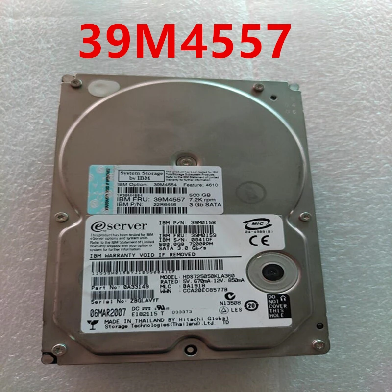 

Оригинальный Новый HDD для IBM DS4700 DS4610 500 Гб 3,5 дюйма SATA-FC 64 Мб 7200 об/мин для внутреннего HDD для сервера HDD для 39M4557 39M4554