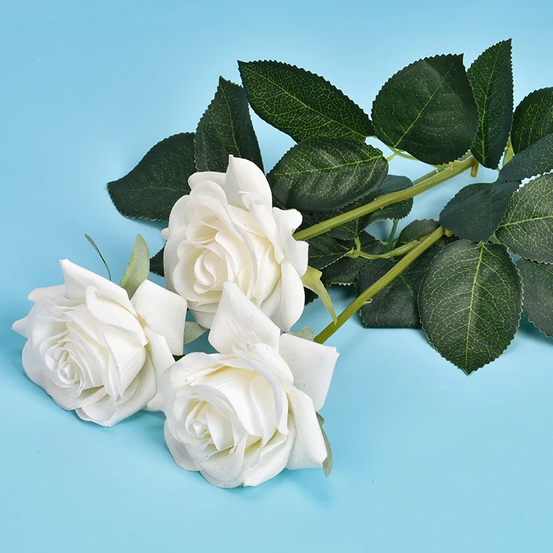 

3 PCS Artificial Rose Flowers Fake Roses Silk Flowers Plastic Long Stem Silk Roses for Flower Arrangment DIY Home Wedding Decor