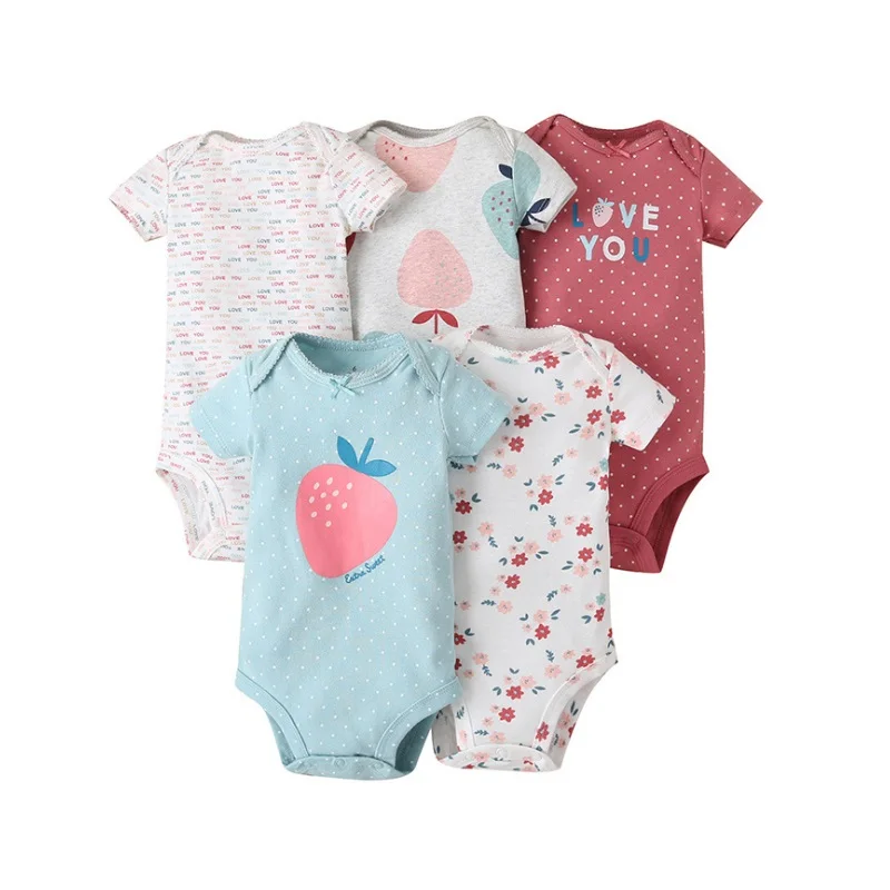Newborn Baby Girl Clothes Baby Boy Girl Romper 2023 Summer Fall 100% Cotton Overall Infant Bebe Kid Boy Girl Jumpsuit 5PCS/LOT 1