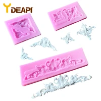 ydeapi 3d craft baroque scroll relief silicone mold cake decorating tools fondant chocolate candy mold cupcake frame baking
