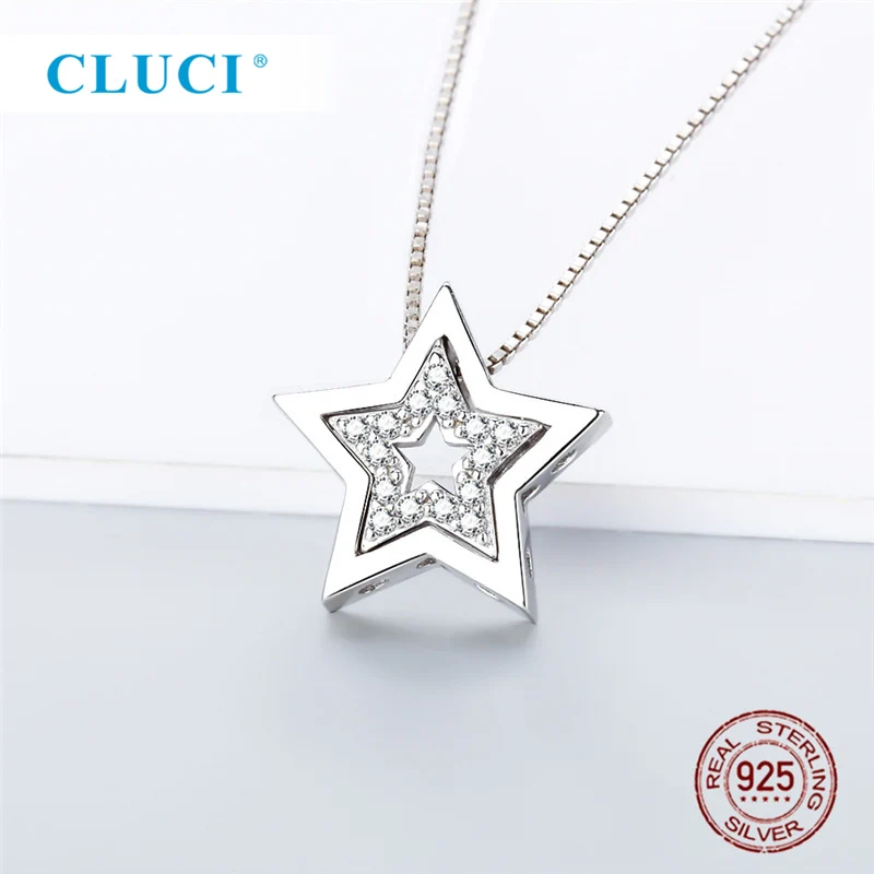 CLUCI, серебро 925, подвеска в форме звезды для женщин, ожерелье, ювелирное изделие, циркон, драгоценный камень, 925 пробы, серебряный кулон
