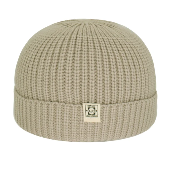 Короткие Зимние шапки для мужчин Skullies Beanies Мужская Зимняя Шапка-бини женская шапка s Miki Docker Skull cap Bonnet женская вязаная шапка - Цвет: beige