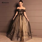 Lakshmigown элегантное черное свадебное платье с открытыми плечами 2022 Vestidos цветочное кружево для невесты плюс искусственная шнуровка сзади