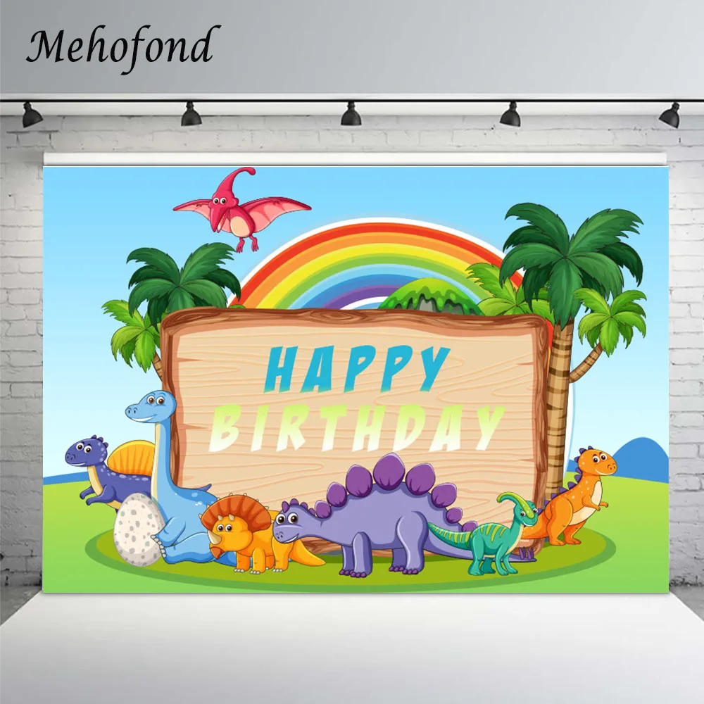 

Фотофон Mehofond с динозавром для фотосъемки дикий Джунгли Лес Радуга баннер на день рождения ребенка Фотофон Фотостудия