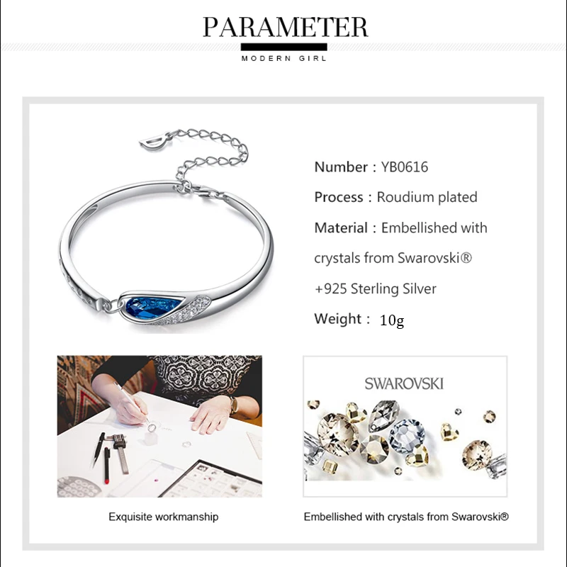 Женский браслет из серебра 925 пробы с австрийскими кристаллами|Гибкие и жесткие