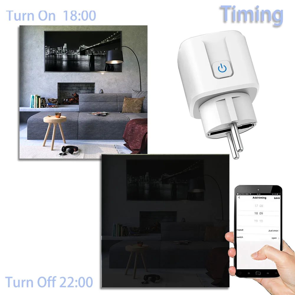Tuya Smart Life Wi-Fi розетка 16A 220 В электрические розетки таймер мощность монитор разъем