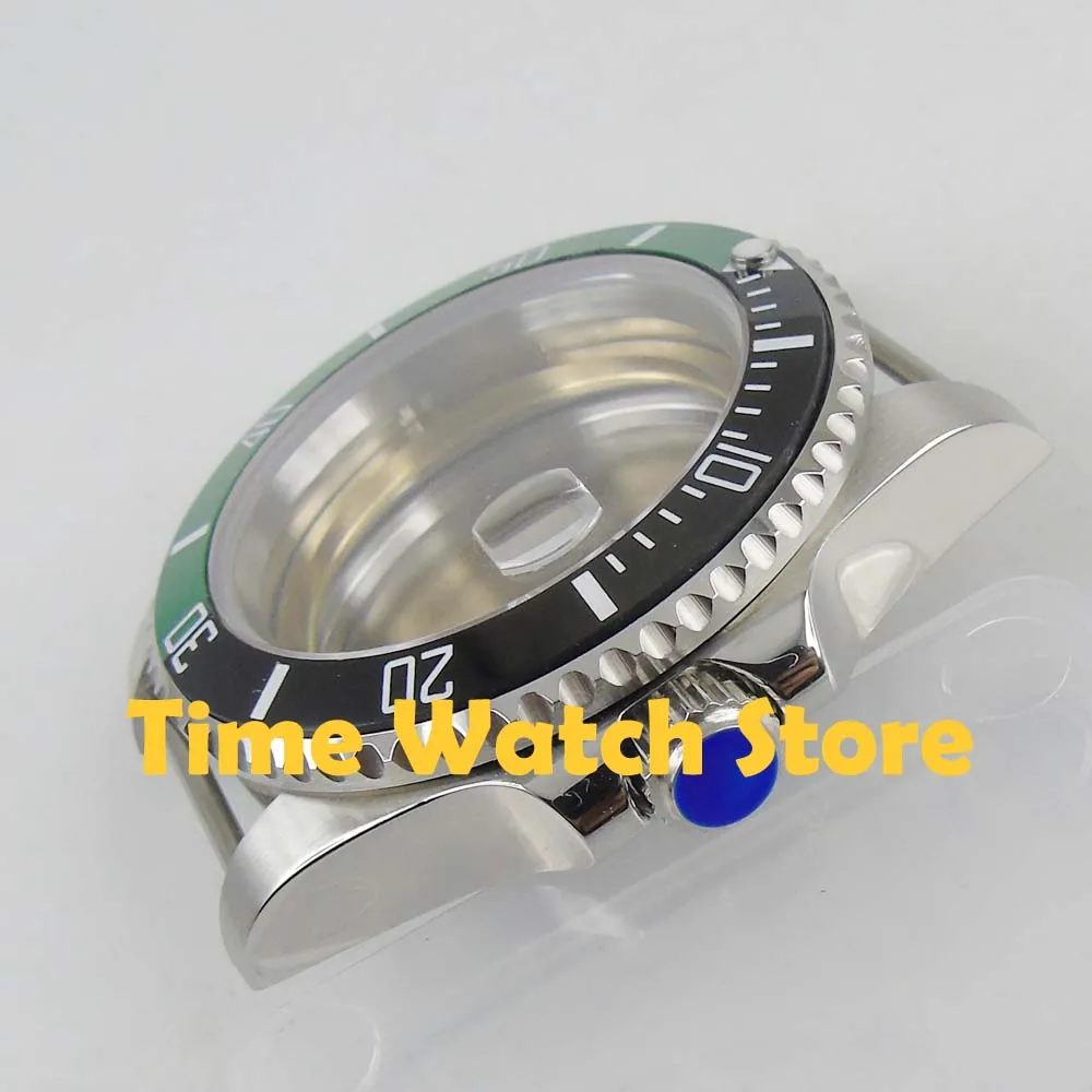 40 мм водонепроницаемые часы с сапфировым стеклом чехол зеленый черный