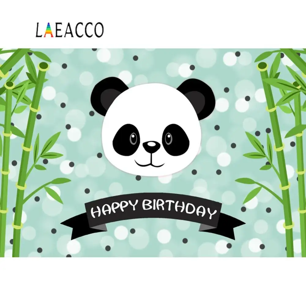 Laeacco Panda Green Bamboos с днем рождения Портретные Детские фотографии фоны для фотостудии