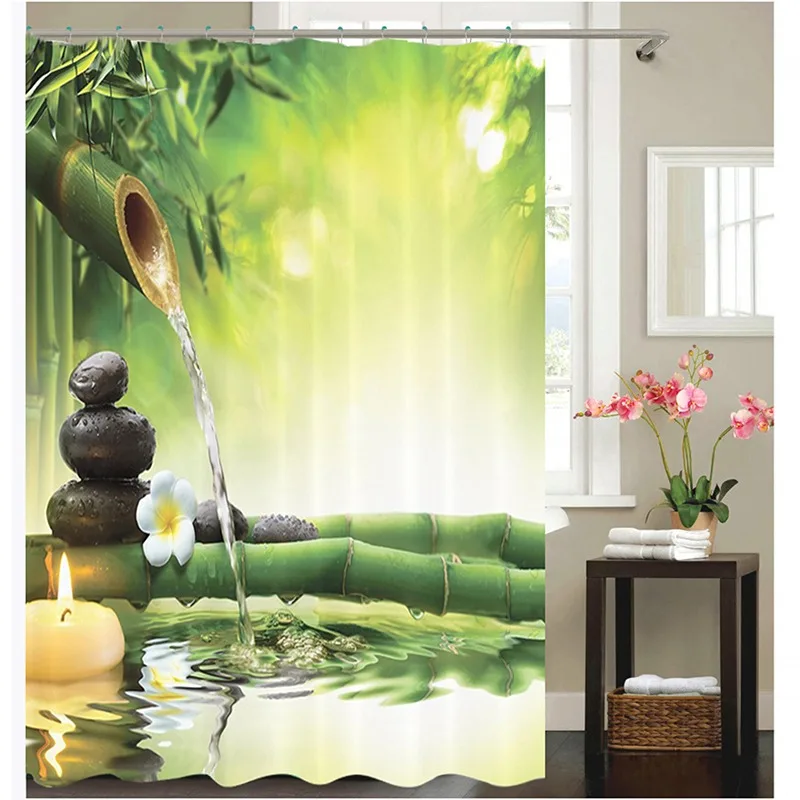 Zen занавеска для душа домашний Декор 3D ванной s с крючками зеленый Bamboos ванная