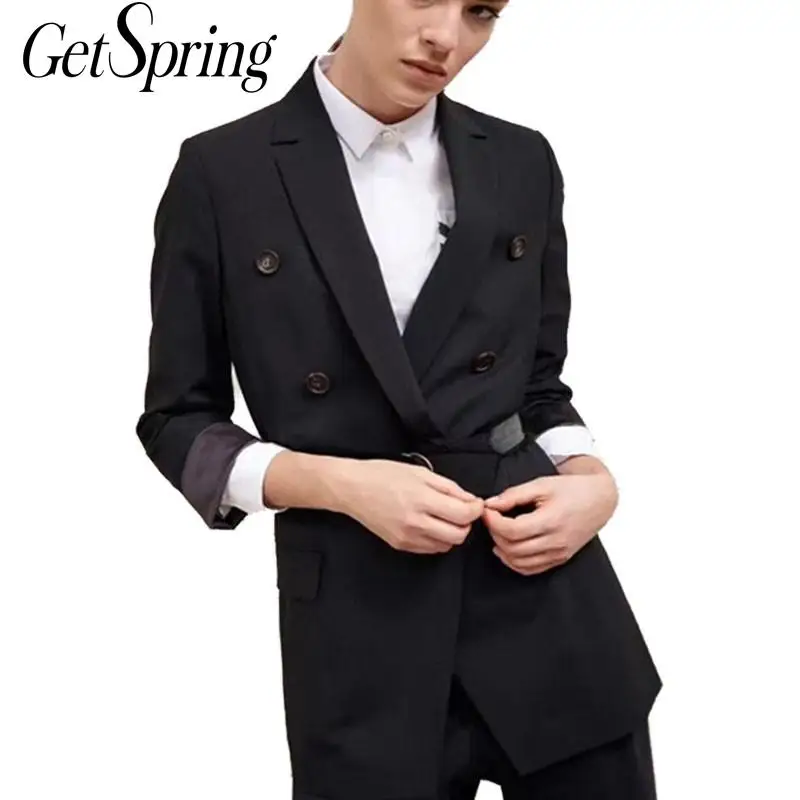 GETSRING 2017 деловой костюм с пиджаком Ранняя осень темно серый двубортный блейзер