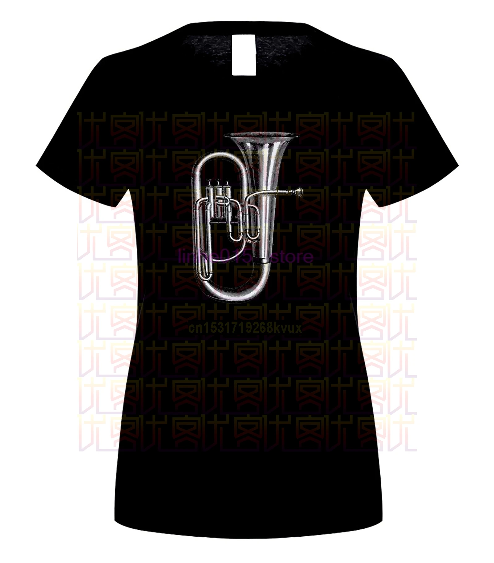 Винтажная футболка с трубой саксором латунным духовым инструментом ретро-эскиз