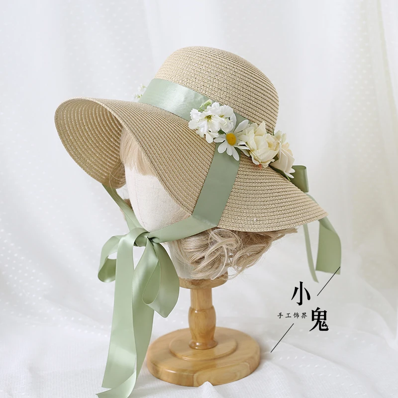 

Оригинальная Солнцезащитная шляпа в форме цветка Лолиты, для путешествий, фотографий, с бантом, Солнцезащитная шляпа с широкими полями, для ...