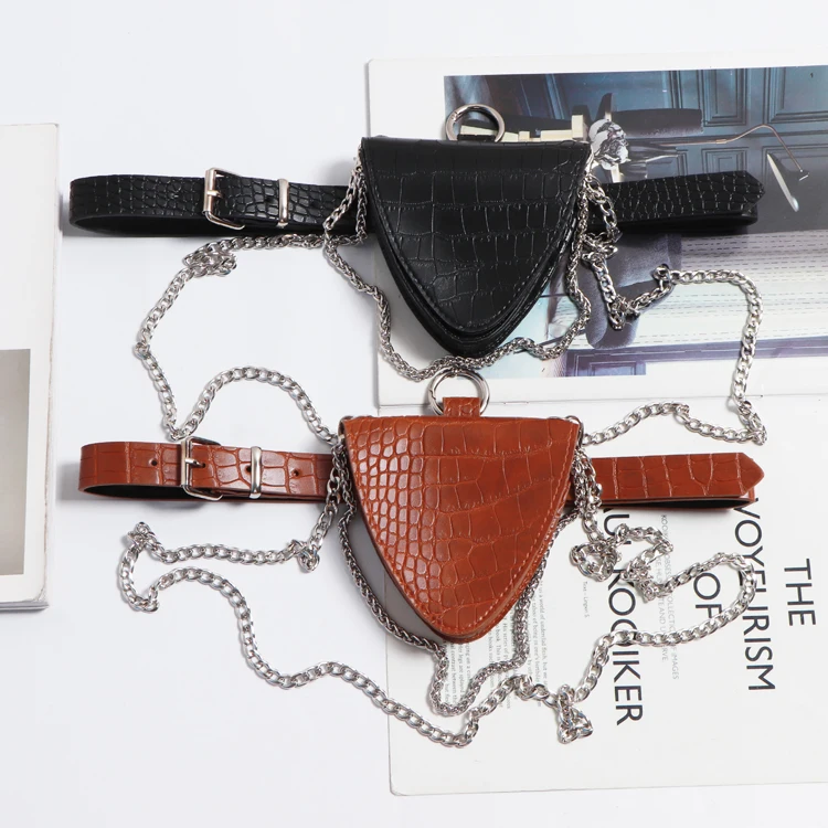 

Модный поясной ремень со змеиным принтом аллигатора, миниатюрная сумочка из искусственной кожи для мелочи, забавная женская сумка-мессенджер с двойной цепочкой