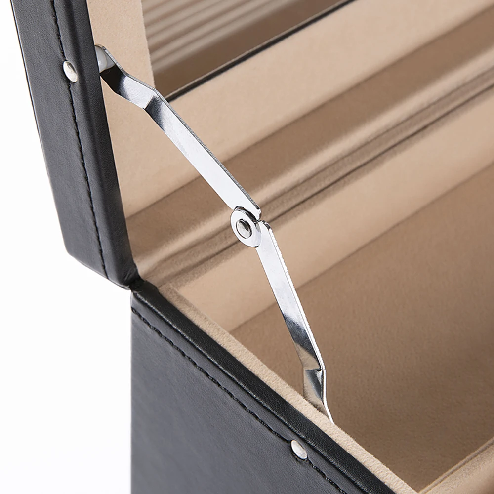 

3-Storey Luxury Jewelry Box With MIRRO, Necklaces, Earrings, Sunglasses, Bracelets, Watches, Etc, Black