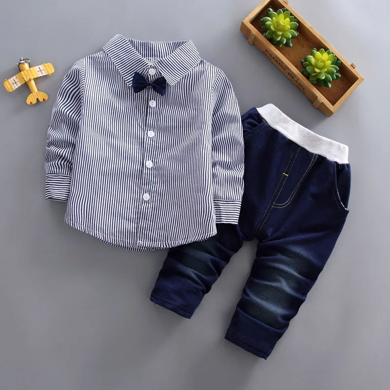 Новая весенне Осенняя детская одежда джентльмена костюм с принтом для маленьких