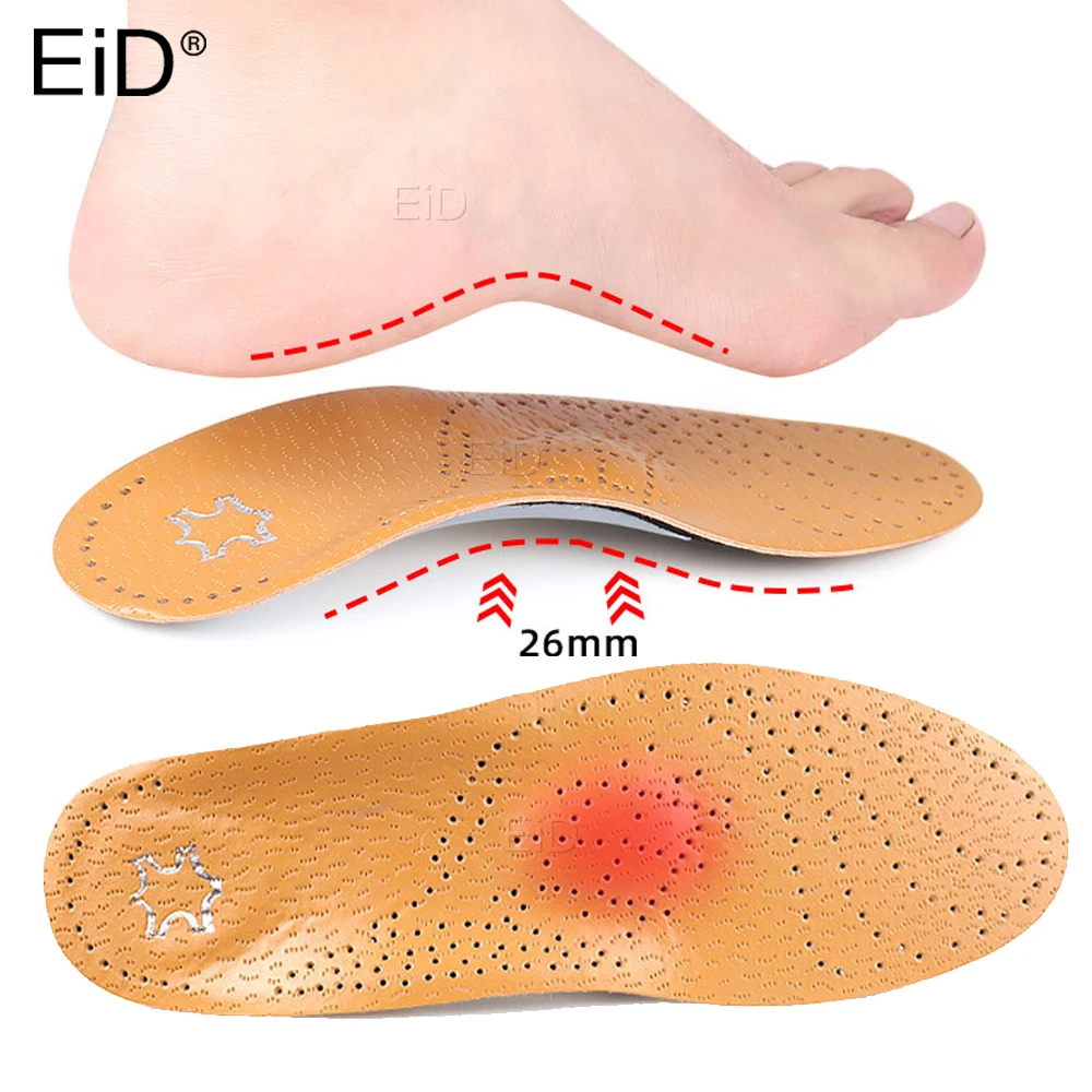 

EiD Premium Orthotic insole Leather Insoles for Flat Foot Arch Support 3D 25mm orthopedic Insoles for men women OX Leg Shoe pad