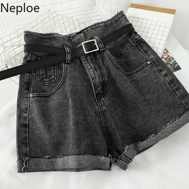 Женские джинсовые шорты с высокой талией Neploe повседневные свободные на молнии