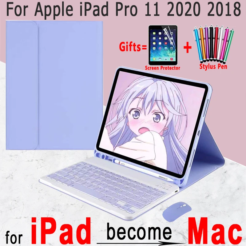

Case Keyboard With Wireless Mouse For Apple iPad Pro 11 2020 2018 Detachable Wireless Keyboard Cover Mice With Pencil Holder