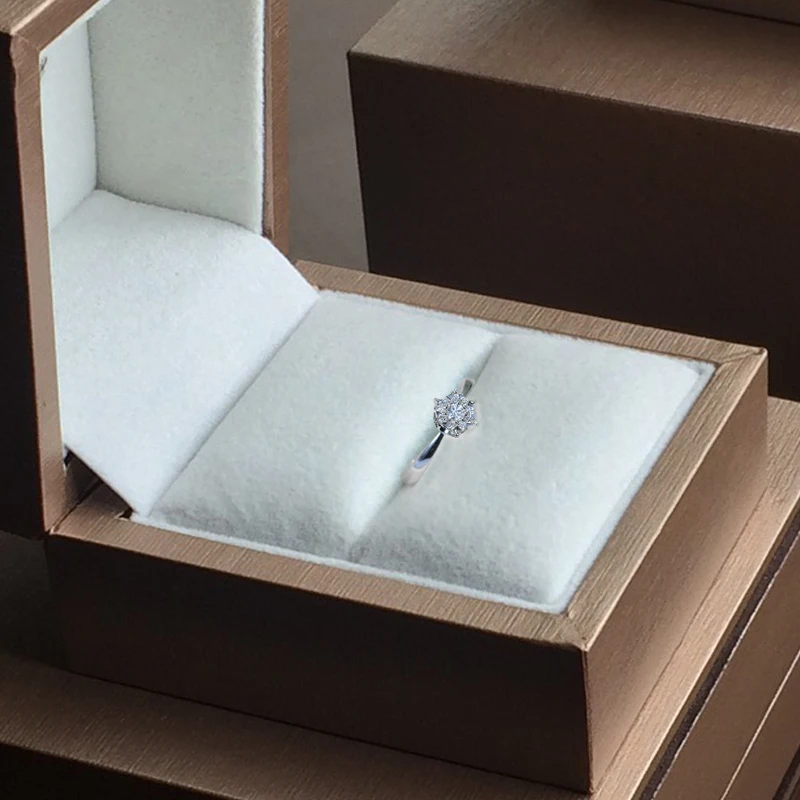 Кольцо для помолвки с бриллиантами EDI 14 k белое золото 0.23ctw G/SI натуральное