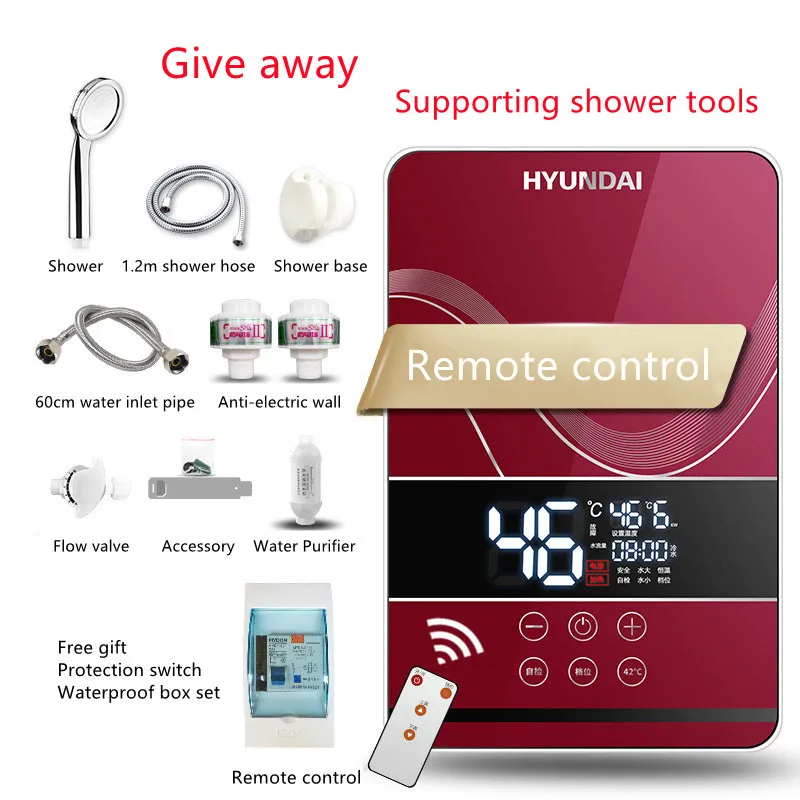 electric water heater electric shower quick heating dc machine household kitchen bathroom unlimited hot water remote control free global shipping