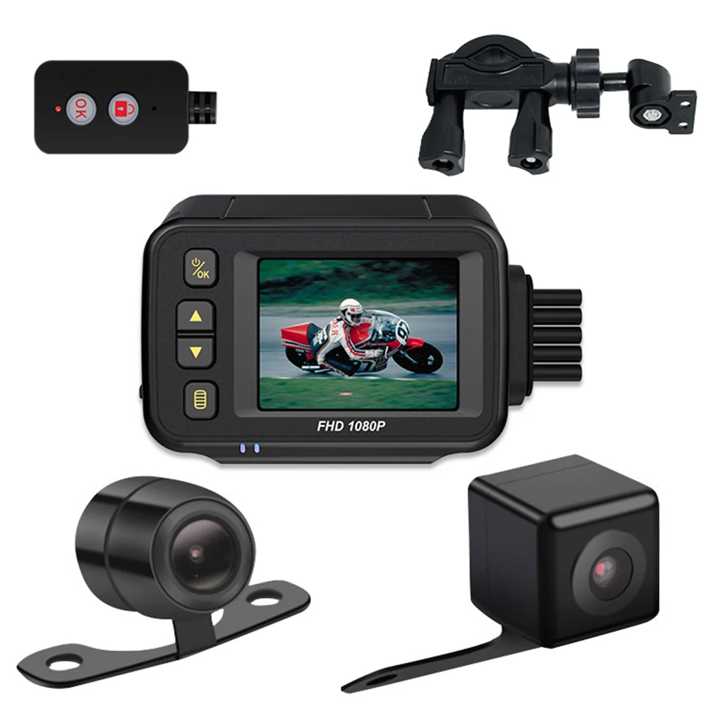 

Waterproof Motorcycle DVR Dash Camera Full HD 720P+480P Front Rear View Cycling GPS Logger Video Recorder Box auto vehicle
