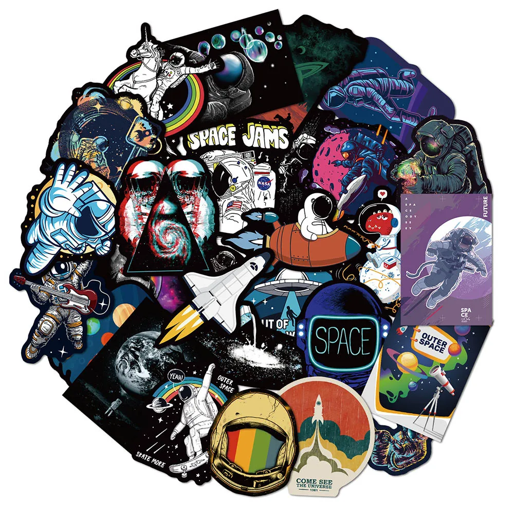 103050pcs outer space astronaut graffiti stickers aesthetic cartoon decals phone laptop guitar car waterproof sticker kid toy free global shipping