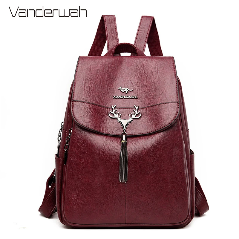 Брендовый женский кожаный рюкзак с кисточками для девочек подростков Женский