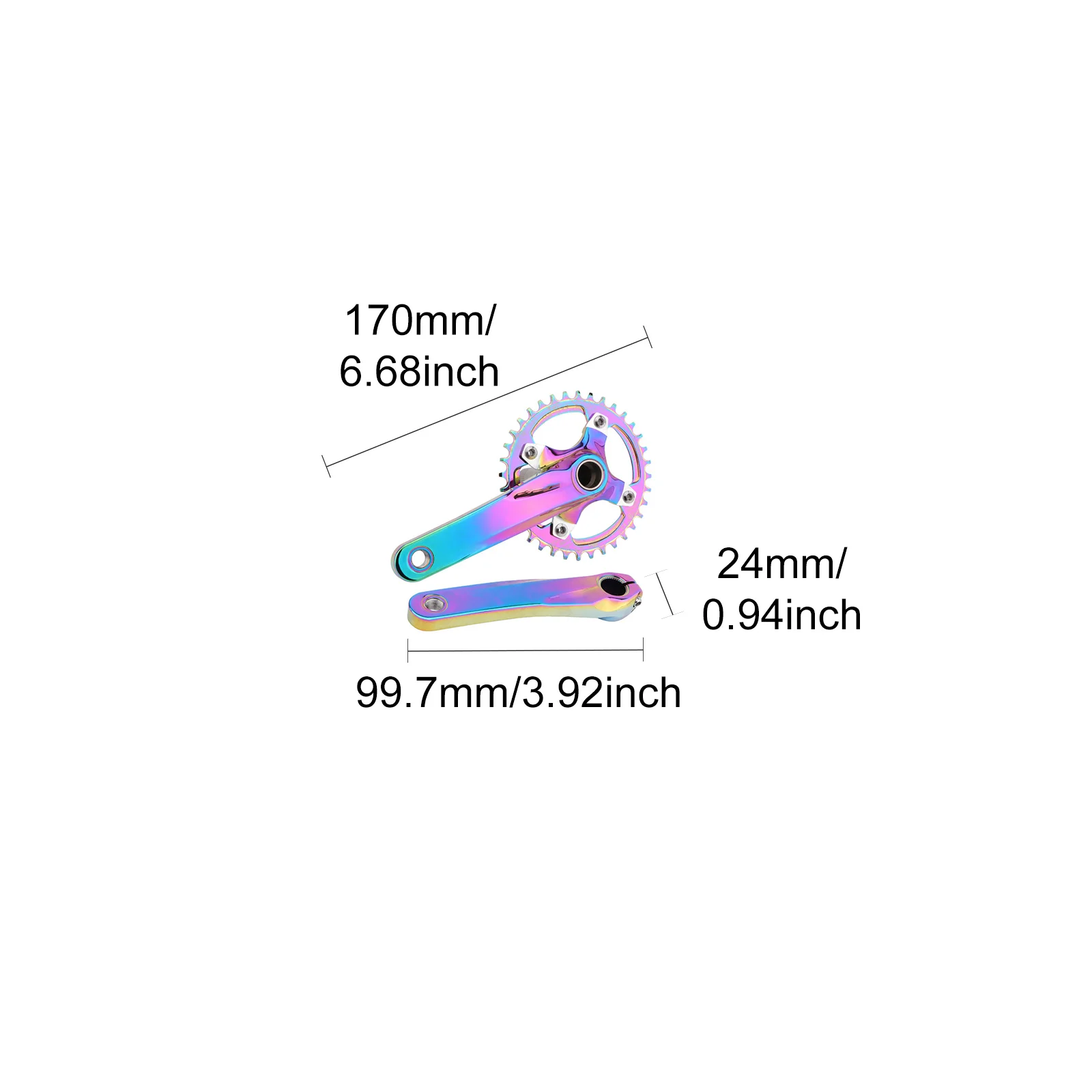 

Bicycle Crankset Colorful MTB Bike 170mm Crank 32T/6.68inch Narrow Wide Chainring Mountain Road Bike Rainbow Crankset