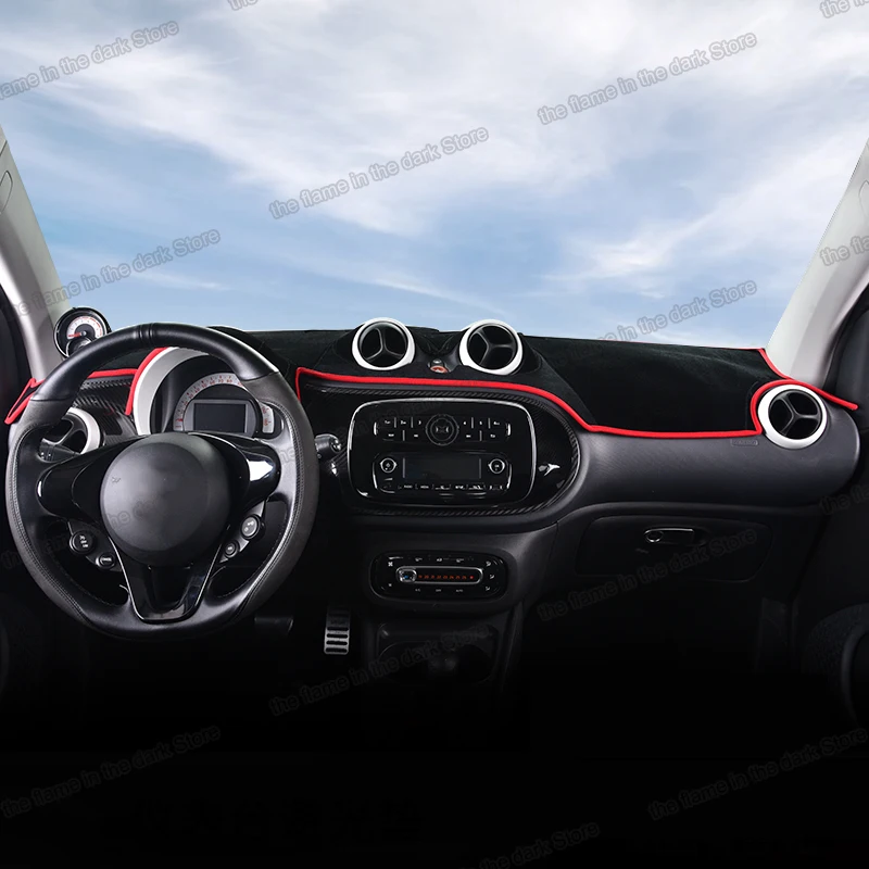 Lsrtw2017 полиэстер коврик для приборной панели автомобиля smart fortwo forfour 204 2015 2016 2017 2018