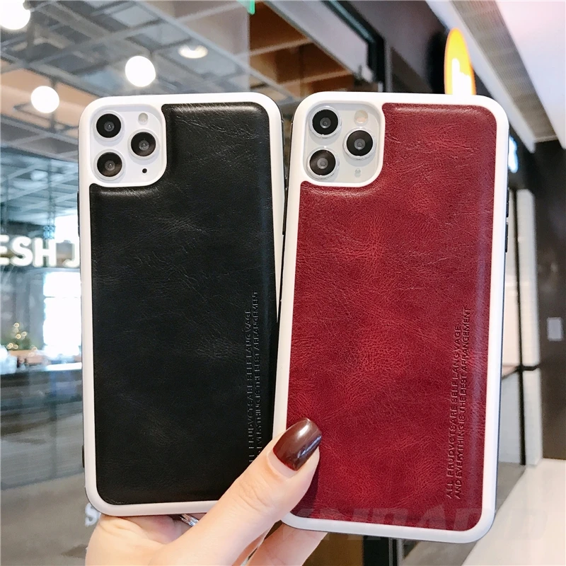 Для iPhone 11 Pro Max Чехол кожаный мягкий силиконовый край противоударный защитный