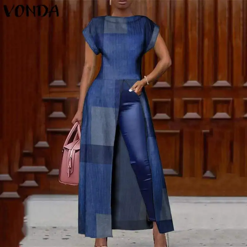 Размера плюс Туника VONDA женская блузка сексуальное платье с круглым вырезом в