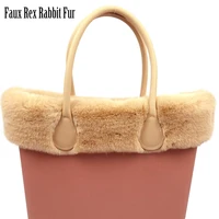 new faux rex rabbit fur furry thermal plush trims for o bag decoration classic mini obag accesorios winter autumn handlebags