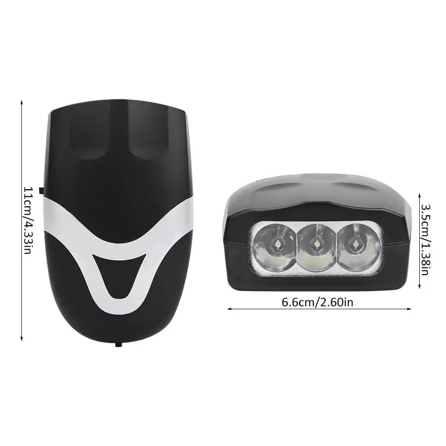 

Bicycle Light Outdoor Portable Waterproof Cycling Front Light 3 LED Bike Bicycle Front Light Headlight and Horn