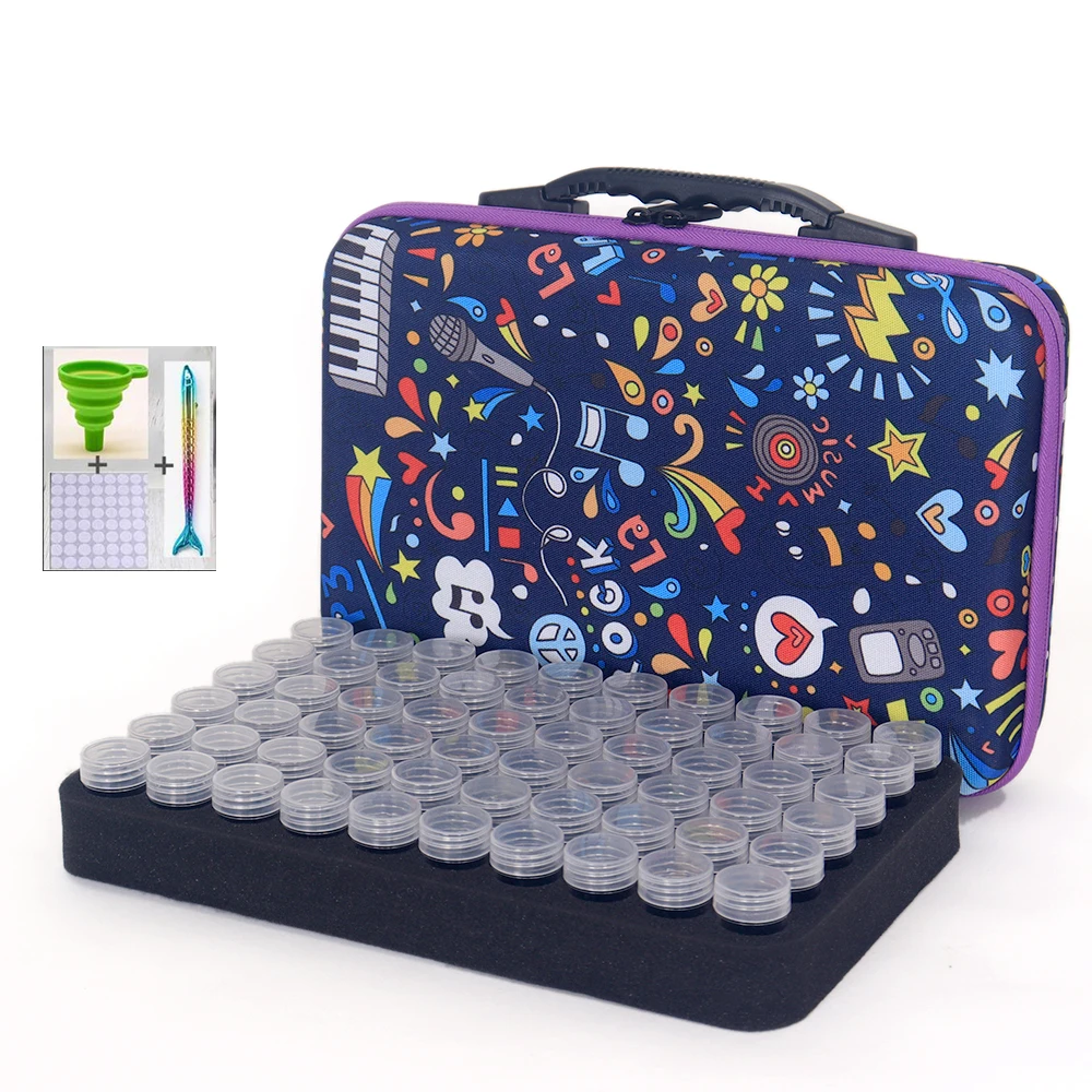 

New 60 bottles of diamond painting accessories container storage bag box suitcase 5D butterfly diamond embroidery tool handbag