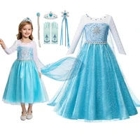 girl clothes elsa fancy princess dress sequins lace mesh ball gown kids party role playing frocks children dress