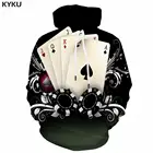 Толстовка мужская черная с 3D-принтом, свитшот с рисунком игральных карт, худи в стиле унисекс, хип-хоп, осень