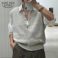 women cardigan sweater vest loose autumn and winter wool knitted vest sweater for women loose solid sleeveless sweaters 16348