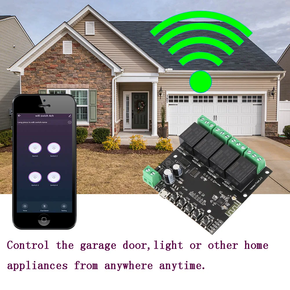 4CH WiFi Relay Smart Momentary Switch Module Inching Self-locking Tuya Life APP Remote Control Work with Alexa Google Home | Электроника