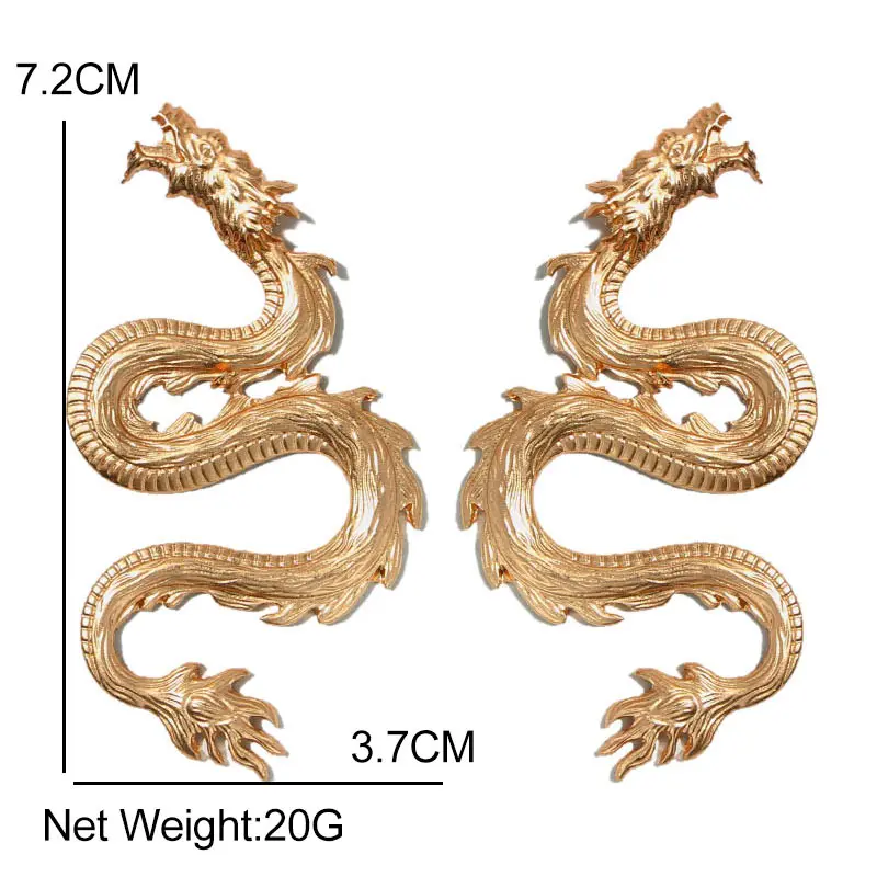 Женские серьги гвоздики с драконом JJFOUCS винтажные геометрические золотого и