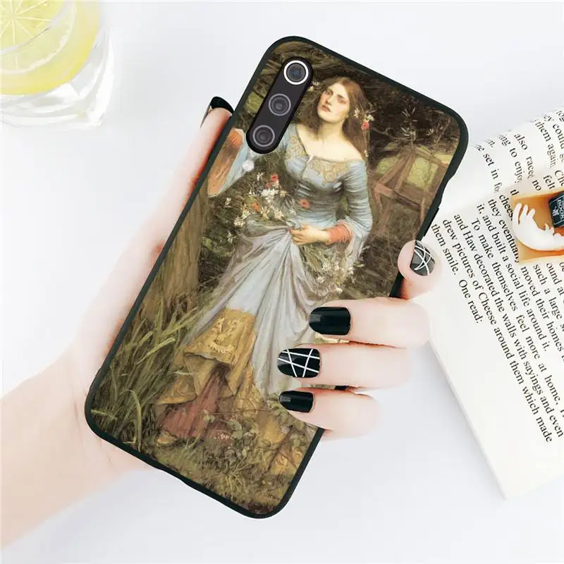 

girl Ophelia painting retro Phone Cases For Xiaomi Redmi note 7 8 9 t k30 max3 9 s 10 pro lite Luxury brand shell funda coque