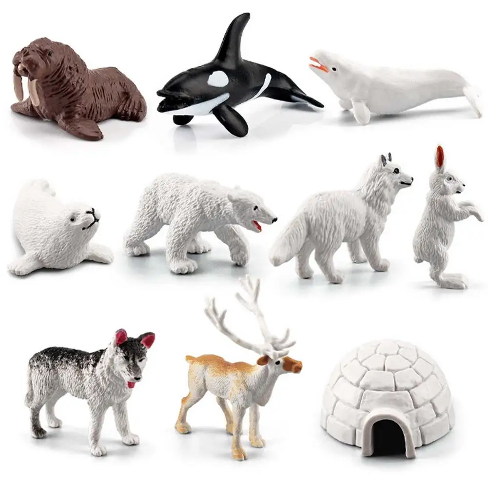 

Simulation Arctic Animal Figures Toy Arctic Fox Seal Killer Whale Polar Bear Walrus Beluga Animal Figurines Set Children Gift