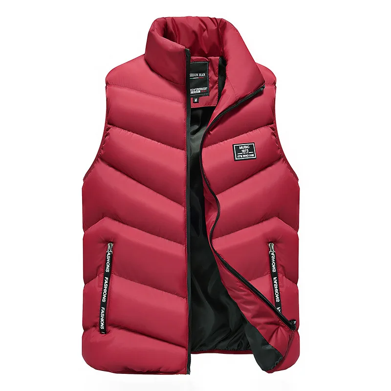 

Fad Winter Vest Men Thick Waistcoat Windbreak Casual Quality Solid Slim Fit Sleeveless Jacket Brand Clothing M-4XL