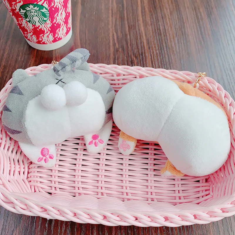 Брелок для ключей Женский плюшевый мультяшный кошачий зад | Украшения и