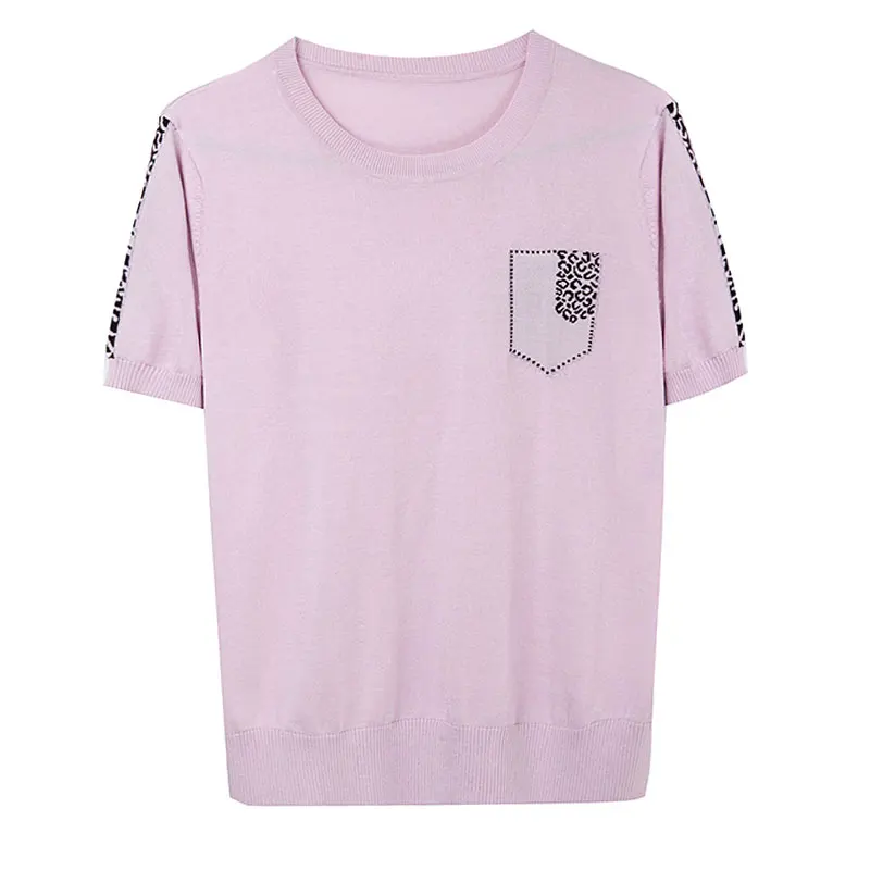 

YISU 2021 Thin Women Summer ladies sweater with O neck Short sleeve Loose Jumper Female Solid color Casual Knitted Pullover