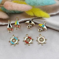 apeur 10pcspack bow rainbow umbrella rudder enamel metal charms earring bracelet diy jewelry making