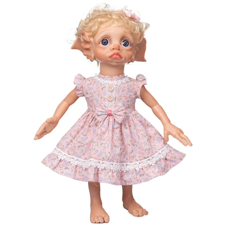 

15inch Sleeping Doll Action Figures Interaction Toy Soft Vinyl Comfort Stuffed Doll Caucasian Elf Reborn with Eyes-Open