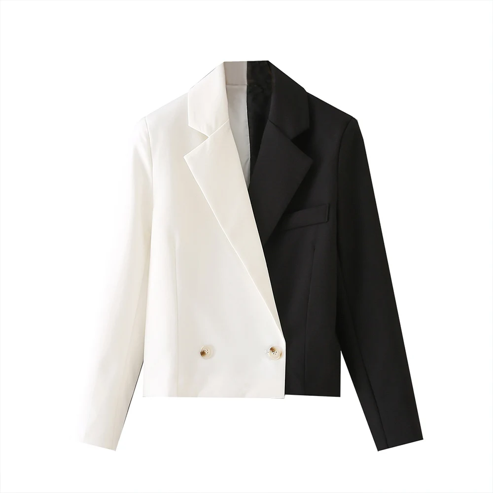 

Женский двубортный короткий Блейзер, винтажный пиджак с длинным рукавом и карманами, женская верхняя одежда, 2021