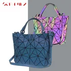 Горячие Роскошные сумки женские светящиеся сумки на плечо большой емкости Женские Геометрические простые складные меховые сумки голограмма bolsos