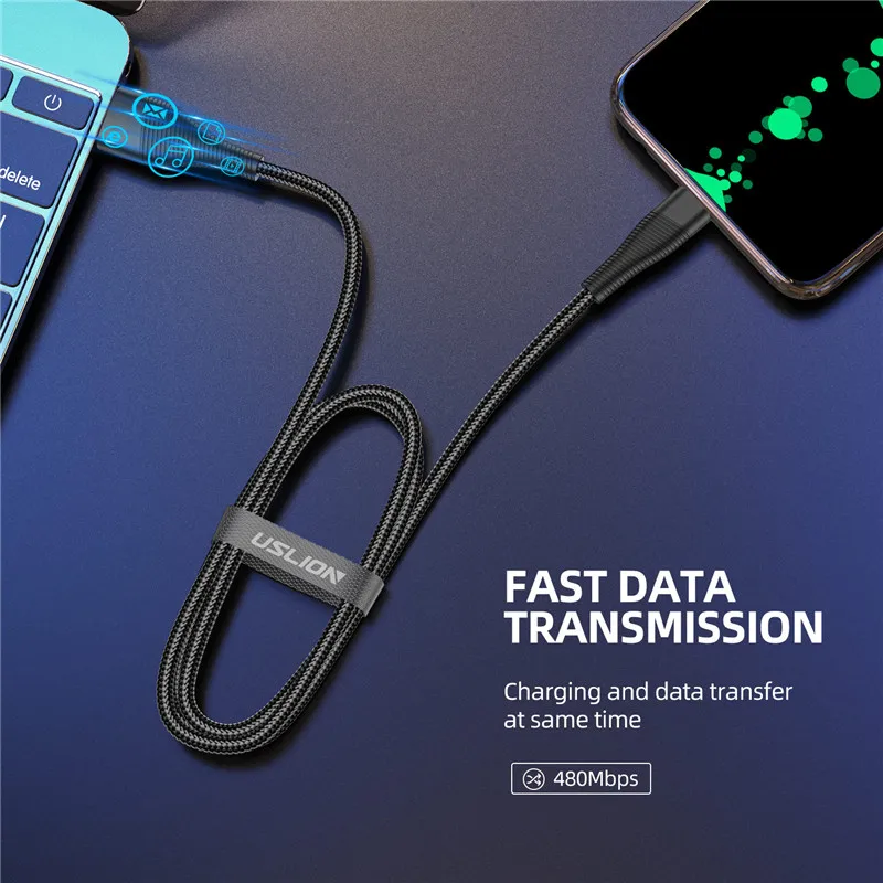 Кабель USLION USB Type-C для Samsung S10 Huawei P30 Pro 3 0 А 2 м | Мобильные телефоны и аксессуары
