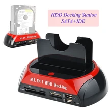 Hard Drive Docking Station USB2.0 to 2.5 3.5 Inch SATA IDE Dual Slots External HDD Enclosure with Card Reader EU US UK AU Plug